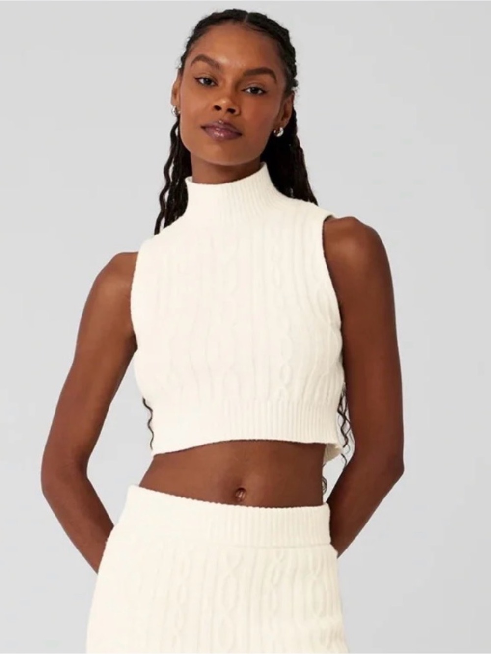 Alo Yoga Cable Knit Sweater Tank - Ivory